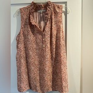 Pink mixed media flutter neck tank